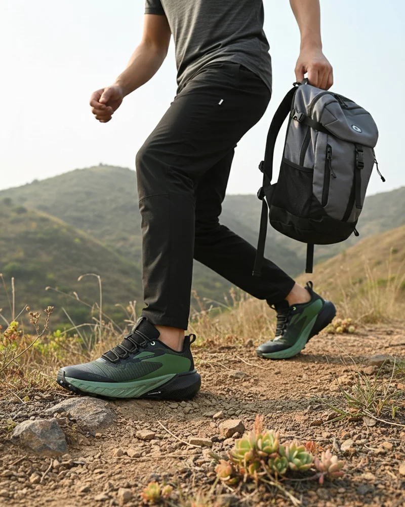 باكا بوتشي أحذية رجالية للمشي لمسافات طويلة والجري في الطبيعة - أخضر وأسود